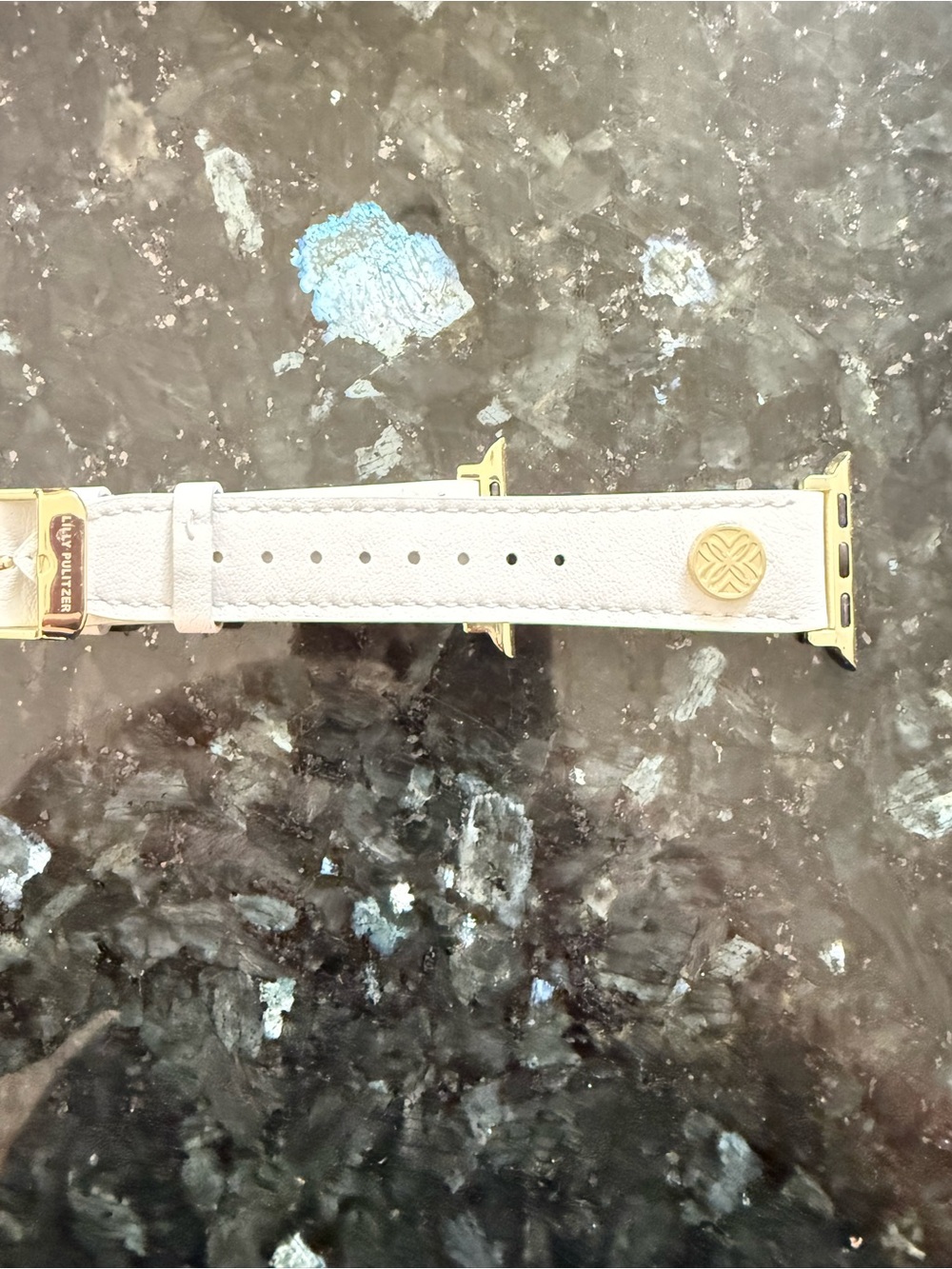 Lilly Pulitzer White Leather Apple Watch Band with Gold Accents New without box.